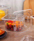 10 Pack 1/6 Size Crystal Clear Polycarbonate Food Pan Lids With Secure Handles Universal Restaurant Kitchen Covers Heavy Duty Workhorse with fruit.