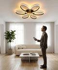 Ultra Slim 23 Inch LED Ceiling Light Fixture With Remote And App Control in modern living room setting