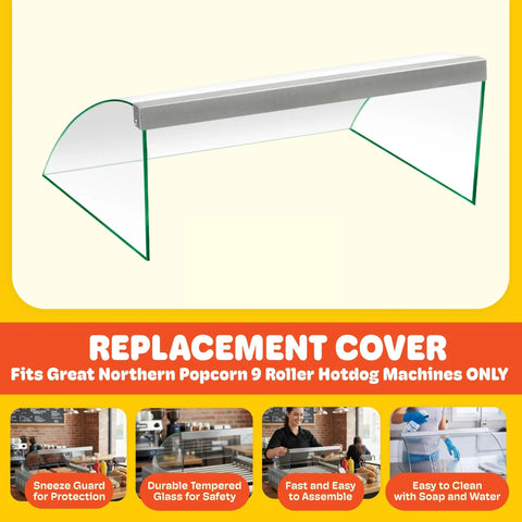 Hot Dog Roller Cover With Tempered Glass Sneeze Guard For Nine Roller Hot Dog Machine On Countertop Electric Grill