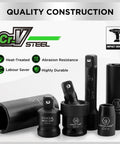 Impact Socket Set For Auto Work, 50 Piece Six Point Drive Three Eighths Inch, SAE And Metric Sizes, Cr-V Steel, tool focus