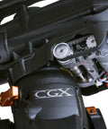 Close-up of Pro Grade Computerized German Equatorial Mount with belt-drive precision and brass worm gear for stargazing.