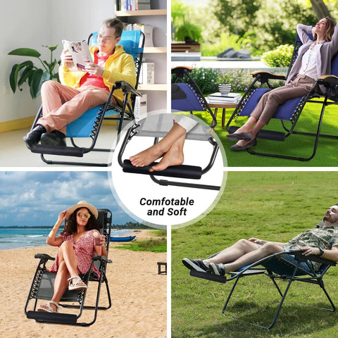 Footrest Cushion For Gravity Folding Recliners And Zero Gravity Chairs, Thick NBR Foam Pad in various outdoor settings