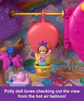 Unicorn Partyland Playset With Pocket Dolls And Pets, 25 Plus Surprise Accessories, Birthday Celebration Adventure With Hot Air Balloon Ride, Two Micro Dolls Included, Rainbow Themed Fun For Kids; micro doll in hot air balloon.