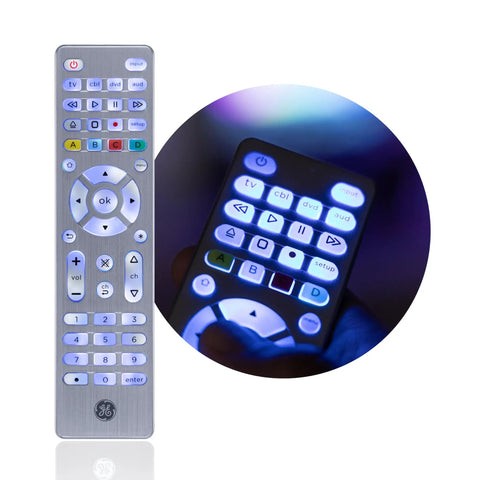 Backlit Buttons Universal Remote Control For Smart TV And Streaming Devices Four Device Replacement Remote For Samsung Roku Vizio LG Sony Apple TV With Broad Code Library And No Fuss Setup
