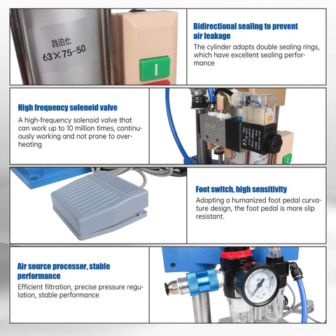 Top Shelf 110V Pneumatic Punch Press Machine Featuring Adjustable Stroke And Compact 63Mm Air Cylinder For Heavy Duty Metalworking Quick Setup Shop Workstation That Handles Every Tough Task Without Breaking A Sweat
