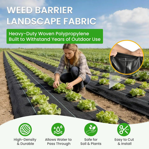 Tough As Nails Weed Barrier Fabric For Gardens And Driveways 3x300ft Geotextile Ground Cover installed in a garden landscape