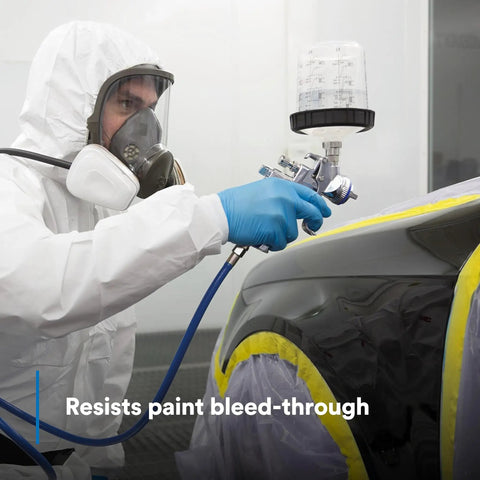 Industrial Strength Yellow Masking Tape For Paint Masking In Automotive And Specialty Vehicle And Industrial Applications, 36 Mm By 55 M, High Hold Performance With Easy Visibility, Case Of 24 used in automotive painting to resist paint bleed-through.