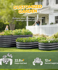 Raised Garden Bed Kit With Quick Snap Lock Assembly Galvanized Metal Planter Box for outdoor gardening, 47x24x12 inches, dark grey.
