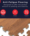 Wood Grain Interlocking Foam Floor Tiles 24x24 Inch Three Eighths Inch Thick Anti Fatigue Mats for Home Office Studio Gym detail