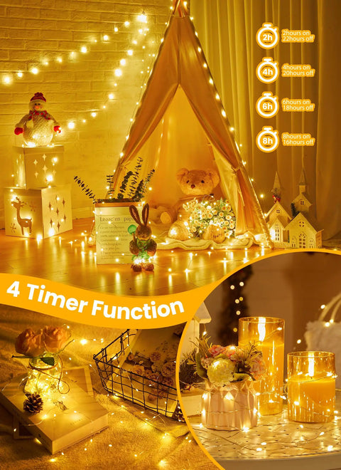 Twinkle Lights With Remote Control 8 Modes And Timer 66 Feet Of 200 LED USB Powered Copper String Lights Waterproof For Bedroom