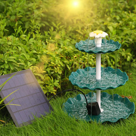 Solar Powered 3.5W Fountain Pump With 3 Tier Bird Bath DIY Water Feature for Garden Fish Tank and Outdoor Bird Feeder