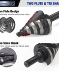 Pro Grade Workhorse 5 Piece High Speed Steel Step Drill Bit Set For Sheet Metal With 50 Hole Sizes Double Flute Cutting