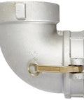Solid As A Rock Aluminum 90 Degree Elbow Cam And Groove Fitting Featuring 6 Inch Socket And Npt Female Ends for heavy duty hose connections