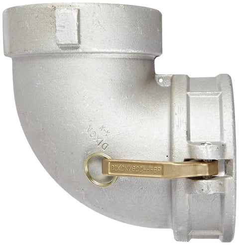Solid As A Rock Aluminum 90 Degree Elbow Cam And Groove Fitting Featuring 6 Inch Socket And Npt Female Ends for heavy duty hose connections