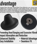Two black SUSUPACi hood stop cone mounts for Freightliner Cascadia rear bumper (2008–2017), 2-pack