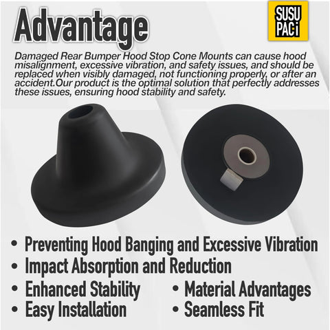 Two black SUSUPACi hood stop cone mounts for Freightliner Cascadia rear bumper (2008–2017), 2-pack