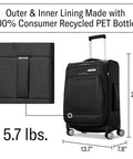 Samsonite UpLIFT black lightweight softside carry-on with spinner wheels, expandable, 20.3x13.7x7.8 in