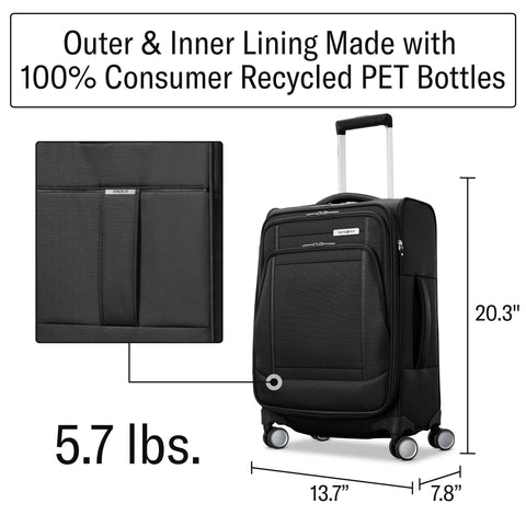Samsonite UpLIFT black lightweight softside carry-on with spinner wheels, expandable, 20.3x13.7x7.8 in