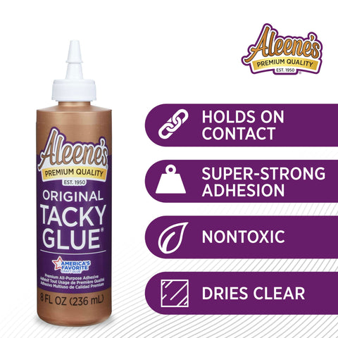 All Purpose Tacky Glue 8 Ounce Clear Non Toxic Dries Clear And Flexible Great For Fabric Silk Burlap Paper Trimming And Decor