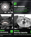 Close-up of Left Front Steering Knuckle And Wheel Bearing Hub Assembly For Civic 2012 2013 2014 2015 2016 1.8L Direct Fit Replacement With Easy Install On The Driver Side Replaces LK097 51216 TR3 Y00 51216 TR0 A00 showing pre-greased components and bearing capacity details