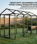Open frame of Walk-In Chicken Coop For Backyards Big Rugged 9 By 6 By 6 Feet Predator-Proof All-Metal Cage