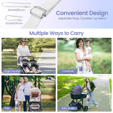 Reliable Portable Breath Milk Cooler Tote With Hella Tough Chiller Cores And Smooth Leak Resistant Closure For Nursing Moms On Commutes Or Easy Road Trips shown with adjustable strap and multiple carrying options.