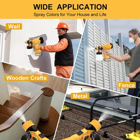 Heavy Duty Cordless Paint Sprayer With 40000 Rpm Motor And Four Copper Nozzles Slick Spray Gun for painting walls, furniture, fences.