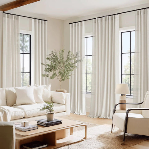 Semi Sheer Linen Curtains 52 Inch Wide By 90 Inch Long For Bedroom And Living Room, Privacy Protecting Light Diffusing Drape
