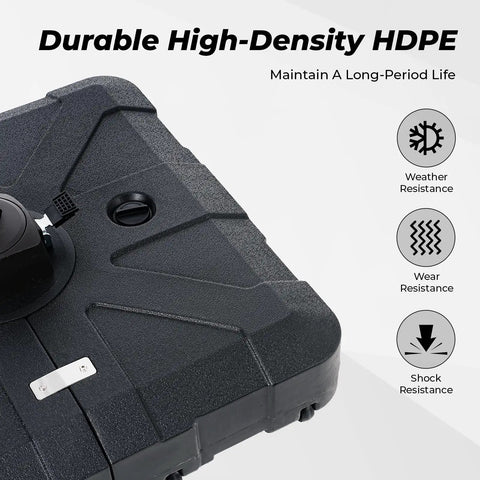 Cantilever Umbrella Base Rolling Stand With Refillable HDPE Weight Reservoirs close-up of durable material