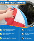 Ultra Absorbent Microfiber Cleaning Cloths Pack Of 12 For Cars And Home being put in washer with care instructions
