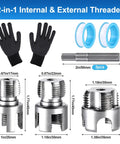 Kick Plumbing Jobs Up A Notch With This Epic 3 Pcs PVC Pipe Threader Kit showing internal and external threading tools for various pipe sizes.