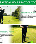 Golf Swing Trainer Kit With Rope And Two Golf Balls For Backyard Practice Aid with golfer analyzing ball flight.