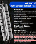 Upgraded Refrigerator Defrost Heater Kit With Built in Temperature Sensor For DIY Friendly Install And High Limit Thermostat For GE General Electric Kenmore Replace WR51X10055 WR55X10025 WR50X10068 Romalon, 12-1/8"