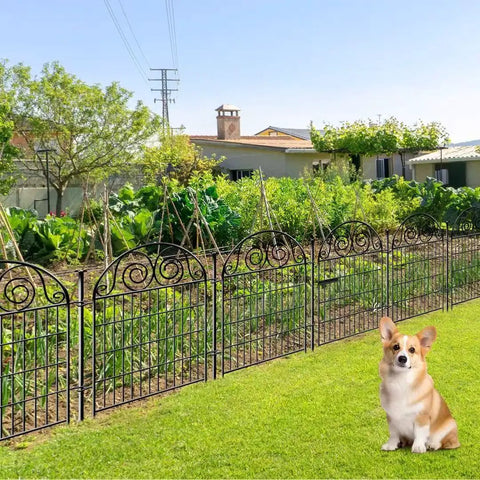 Tall Dog Fence With Gate, 40 Inch High Garden Boundary Fences, 12 Panels Spanning 26.2 Feet, Metal Temporary Yard Enclosure For Pets