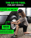 Rhino USA digital tire pressure gauge (0-250 PSI) with braided hose for truck and car tires