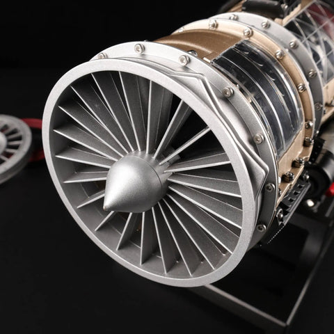 Kickass Metal Turbofan Engine Model Kit For Aviation Buffs 1 10 Scale Cutaway Aircraft Engine Display close-up of turbine blades