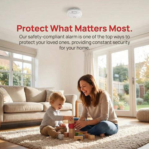 Battery Powered Indoor Safety Detector With Test And Mute, Low Power Indicator, And Photoelectric Sensor For Early Smoke And Fire Alerts In Homes, Easy Install, 1 Pack on ceiling in living room