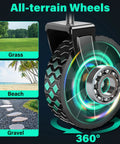 Close-up of all-terrain wheel for Collapsible Wagon Cart With Wheels, suitable for grass, beach, and gravel surfaces.