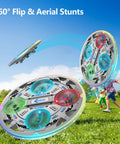 Dope Kid Friendly RC UFO Airplane with 360 Flip Stunt Drone performing aerial tricks in a park with children playing