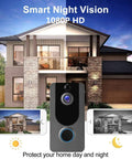 Smart Wireless Doorbell Camera With 1080P HD Video IP65 Weatherproof Outdoor Clear Night Vision Motion Alerts displayed with home