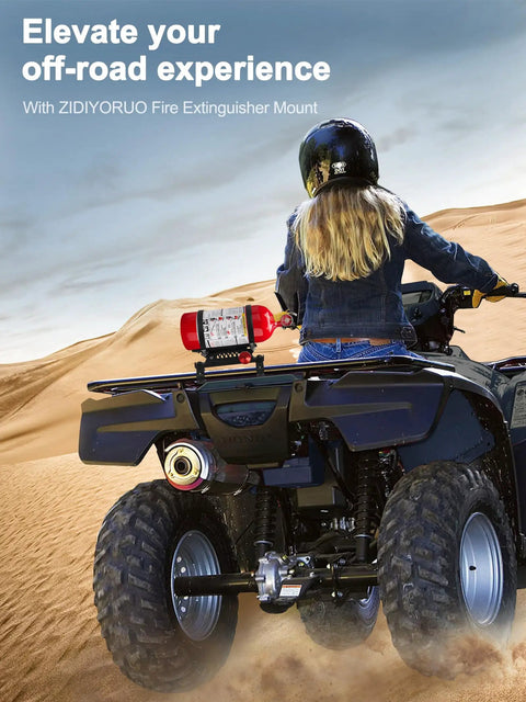 Heavy Duty ATV Fire Extinguisher Mount Kit With Quick Release Bracket For Quad And Motorcycle Handlebars in desert