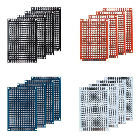 20 Pcs Double Sided PCB Board Prototype Kit 4x6cm With Durable FR4 Glass Fiber 1.6mm Thick 4 Color Universal Printed Circuit Boards