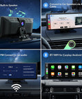 Wireless CarPlay And Android Auto Portable Car Stereo For Your Ride With 2.5K Dash Cam And 1080P Backup Camera dashboard setup