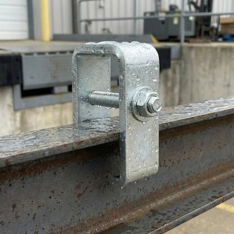 Heavy Duty Strut Channel Trolley Track Hanger Bracket Crafted For 1-5/8 Inch Universal Hoist Rigging As A Rock Solid Punching Bag Mount And Bulletproof Rolling Door Support