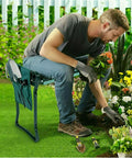Person using Foldable Garden Kneeler And Seat With Tool Pouches All In One Bench Soft Kneeling Pad for weeding in a garden