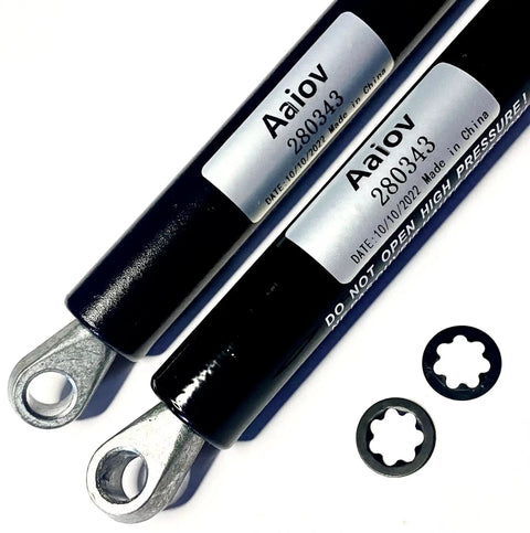 RV Awning Gas Strut 26 Inch 124 Lbs For Short And Flat Awning Arms Fits Solera Power Awnings with two retaining washers visible