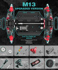M13 upgraded version showcasing components of Brushless 4x4 RC Truck for Adults Hits 50 MPH, 1/14 Scale, 3S Electric Power.