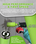 Wet diamond core drill bit, 1-1/2 in diameter for reinforced concrete with rebar; 14 in drilling depth, 5/8-11 thread