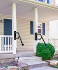 Heavy Duty Jamb Mount Iron Handrails For Indoor And Outdoor Steps Fully Welded Wall Plate 28 Inch Long By 1.3 Inch Diameter Supports Up To 500 Lbs Built For Seniors Durable Safety Grab Bar For Stairs installed on porch steps