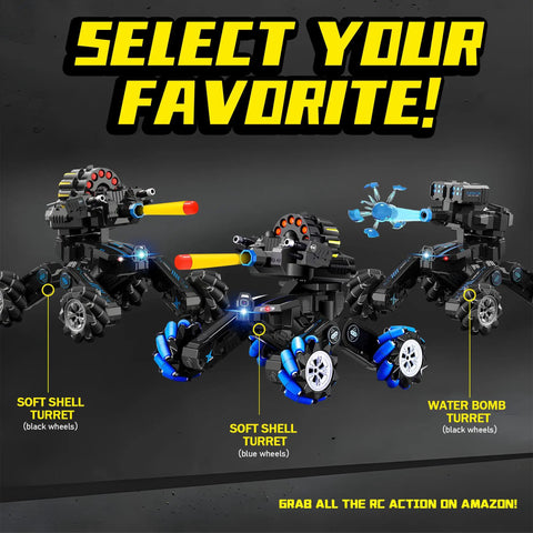 Three Gesture Sensing RC Tanks That Shoot, Epic Battle Ready Remote Control Tanks with different turrets and LED lights for Kids Ages 8 To 12.